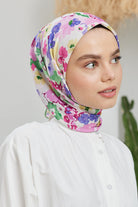 Tesettür Giyim - Pro Line Flower Desen Eşarp - Pembe - Emproyal